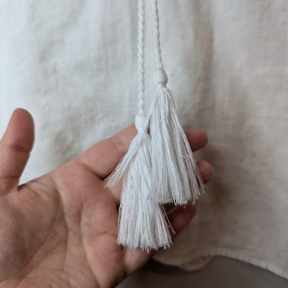 After Market Boho White Cropped Lace Eyelet Flowy Sleeve Top Women Medium - Picture 5 of 10